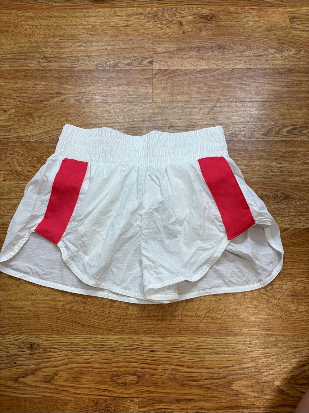 JoyLab White Athletic Shorts with Red Pocket Panels